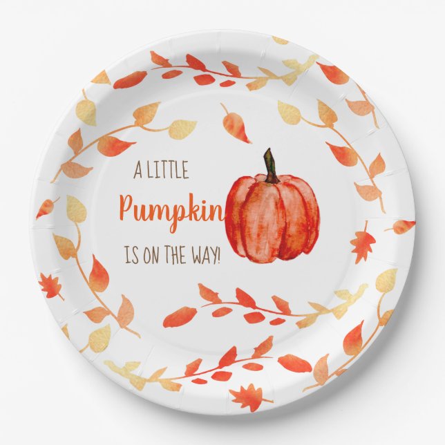 Assiettes En Carton Petit Citrouille Automne baby shower d'automne de  (Devant)