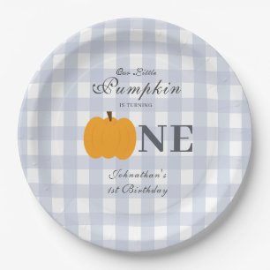 Assiettes En Carton Petit Citrouille Automne Pastel Bleu Premier Anniv