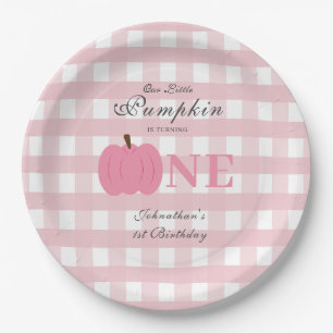 Assiettes En Carton Petit Citrouille Automne Pastel Rose Premier Anniv