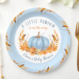 Assiettes En Carton Petit Citrouille Bleu Automne Baby shower garçon d