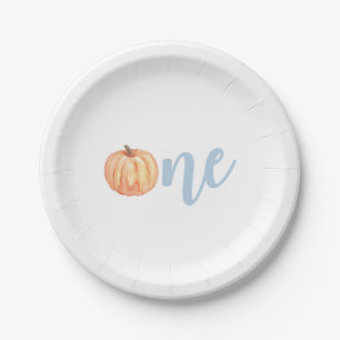 Assiettes En Carton Petit citrouille pastel bleu premier anniversaire