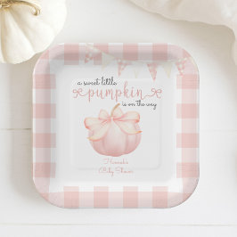 Assiettes En Carton Petit Citrouille sur le Baby shower Way Pink Bow
