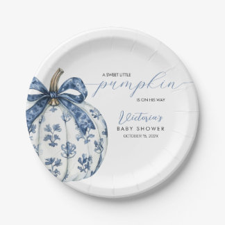 Assiettes En Carton Petit Citrouille sur le chemin Boy Baby shower Blu