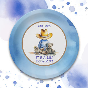Assiettes En Carton Petit Cowboy Baby shower À Thème