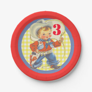 Assiettes En Carton Petit cowboy occidental avec des plats