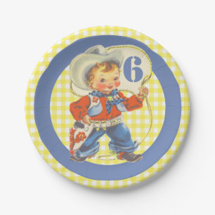 Assiettes En Carton Petit cowboy occidental avec des plats