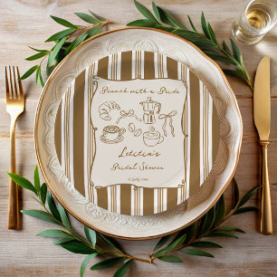 Assiettes En Carton Petit-déjeuner avec la mariée rétro café douche de