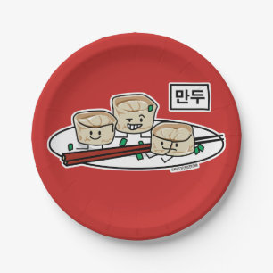 Assiettes En Carton Petit déjeuner coréen le Hangeul de dim sum de
