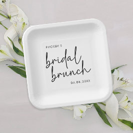 Assiettes En Carton Petit déjeuner de mariage minimaliste noir et blan