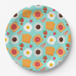Assiettes En Carton Petit-déjeuner gourmand Motif alimentaire Bacon & 