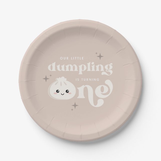 Assiettes En Carton Petit Dumpling Bao Dim Sum Premier anniversaire (Devant)