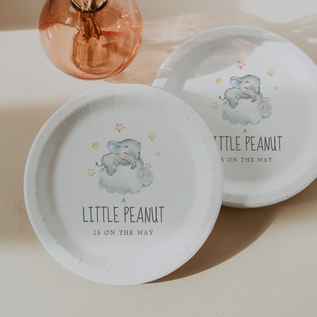 Assiettes En Carton Petit éléphant Petit garçon Petit Baby shower de c (Créateur téléchargé)