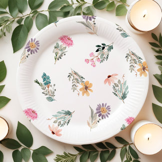 Assiettes En Carton Petit Fleur sauvage Anniversaire ou douche