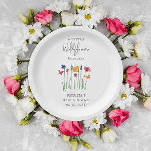 Assiettes En Carton Petit Fleur sauvage Joli bébé Baby shower fille
