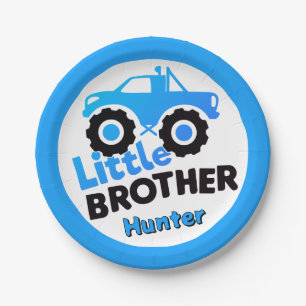 Assiettes En Carton Petit Frère Camion Monstre Bleu Personnalisé