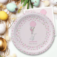 Petit lapin et Balloon rose Baby shower fille