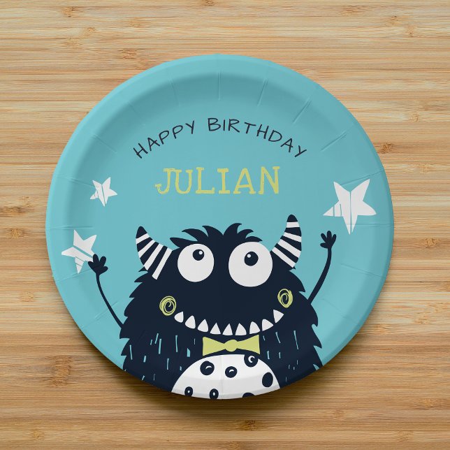 Assiettes En Carton Petit monstre | Parti Anniversaire de enfant perso (Créateur téléchargé)