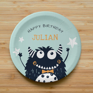 Assiettes En Carton Petit monstre Parti Anniversaire de enfant perso