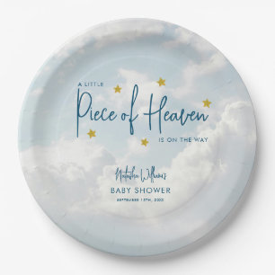 Assiettes En Carton Petit morceau de ciel Baby shower bleu ciel
