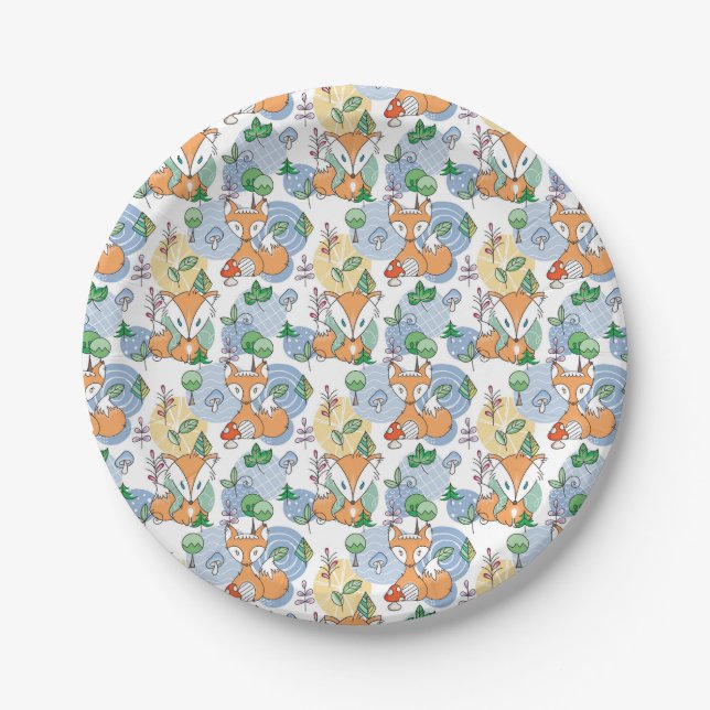 Assiettes En Carton Petit motif mignon de Fox (Devant)