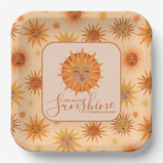 Assiettes En Carton Petit rayon de soleil Baby shower d'aquarelle