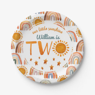 Assiettes En Carton Petit soleil Nom 2e anniversaire garçon 
