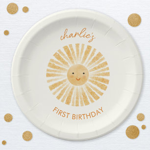 Assiettes En Carton Petit soleil premier anniversaire Personnalisé