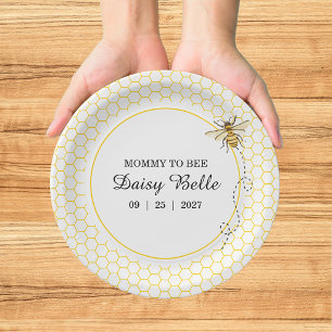 Assiettes En Carton Petite Abeille en Route Fête Prénatale Bébé Jaune