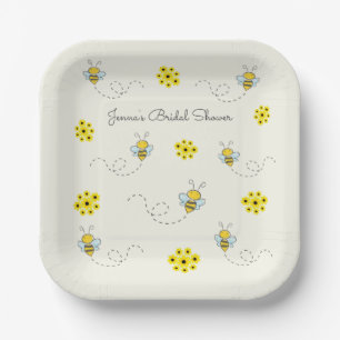 Assiettes En Carton Petite Bumble Bee and Flowers
