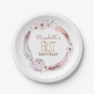 Assiettes En Carton Petite chouette Bunny fête d'anniversaire   BABY S