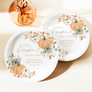 Assiettes En Carton Petite Citrouille en Route Fête Prénatale d'Automn