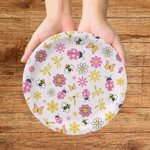Assiettes En Carton Petite Coccinelle Fille Rose Baby Shower