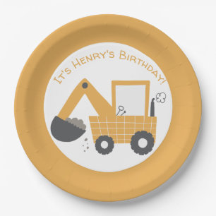 Assiettes En Carton Petite construction de Digger Anniversaire