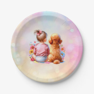 Assiettes En Carton Petite fille et canicule d'abricot