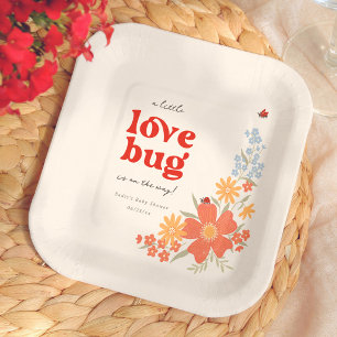 Assiettes En Carton Petite Fille Puceron d'Amour Baby Shower Rétro