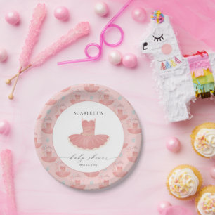 Assiettes En Carton Petite fille rose Ballerina Tutu Baby shower bébé 