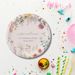 Assiettes En Carton Petite Fleur Sauvage Fait Son Premier Joyeux 1er A