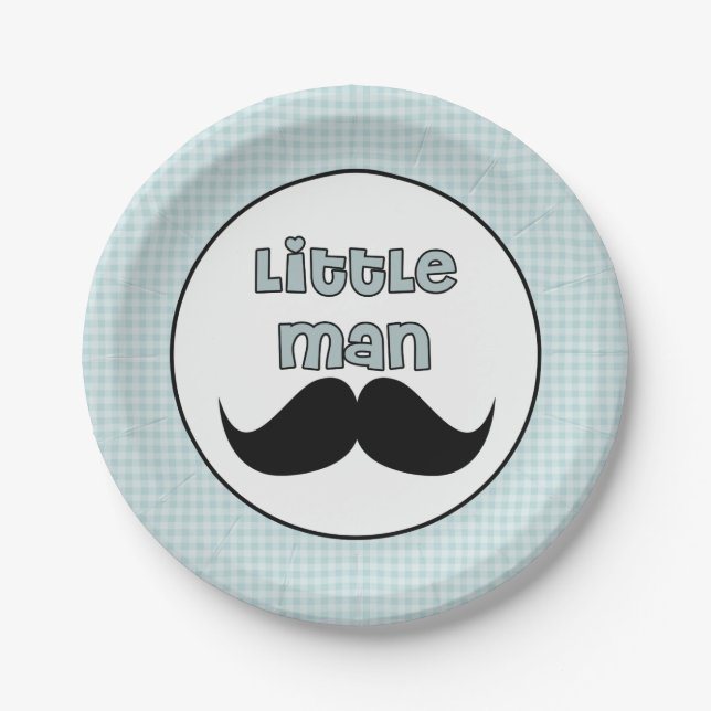 Assiettes En Carton Petite moustache d'homme de beau baby shower (Devant)