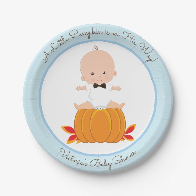 Assiettes En Carton Petite plaque de Baby shower Citrouille (Devant)