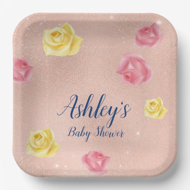 Assiettes En Carton Petite plaque de Baby shower Citrouille rose (Recto)