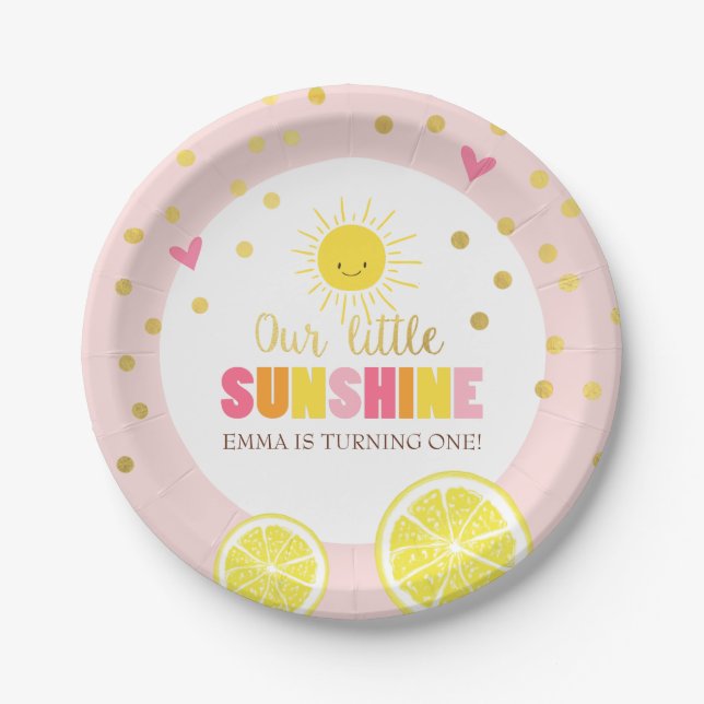 Assiettes En Carton Petite plaque de papier solaire Anniversaire Lemon (Devant)