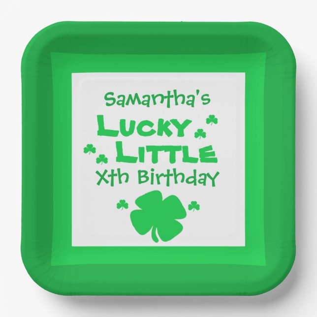Assiettes En Carton Petite plaque papier d'anniversaire chanceux (Recto)