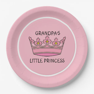 Assiettes En Carton Petite princesse de Tiara Grand-père rose
