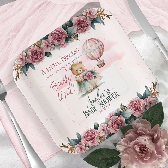 Assiettes En Carton Petite princesse Ours Bearly Wait Girl Baby shower (Créateur téléchargé)