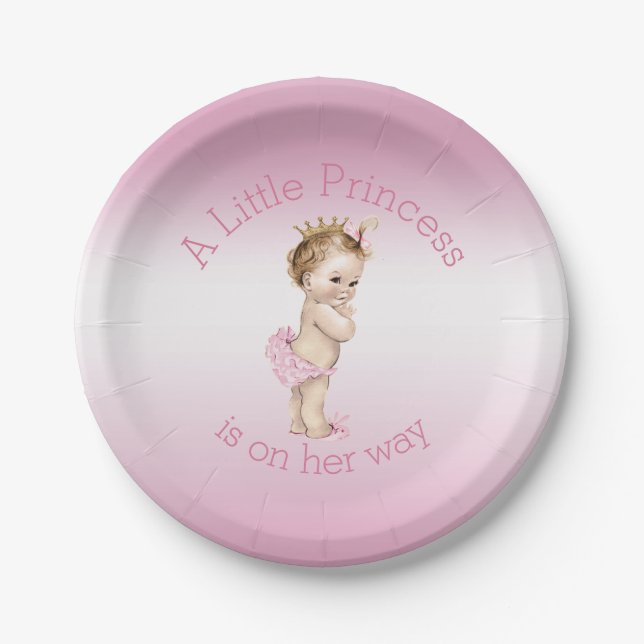 Assiettes En Carton Petite princesse rose baby shower (Devant)