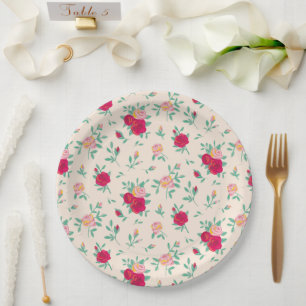 Assiettes En Carton Petite Rose Fille Anniversaire Invitation