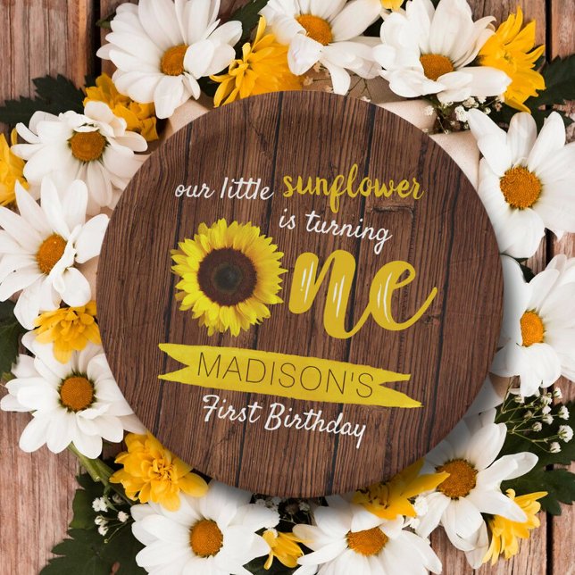 Assiettes En Carton Petite tournesol 1er plaque de papier d'anniversai (Créateur téléchargé)