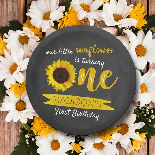 Assiettes En Carton Petite tournesol 1er plaque de papier d'anniversai (Créateur téléchargé)
