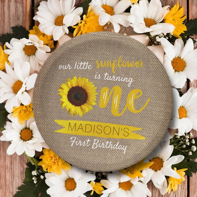 Assiettes En Carton Petite tournesol 1er plaque de papier d'anniversai (Créateur téléchargé)