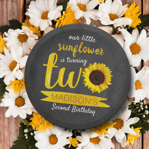 Assiettes En Carton Petite tournesol 2e plaque papier d'anniversaire